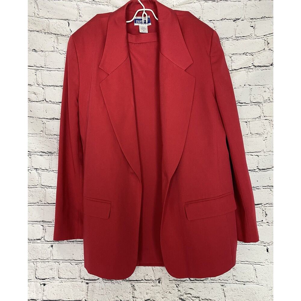 Vtg Pendleton Women's Size 14 Red Suit Long‎ Sleeve Blazer Jacket & Skirt - Picture 2 of 16